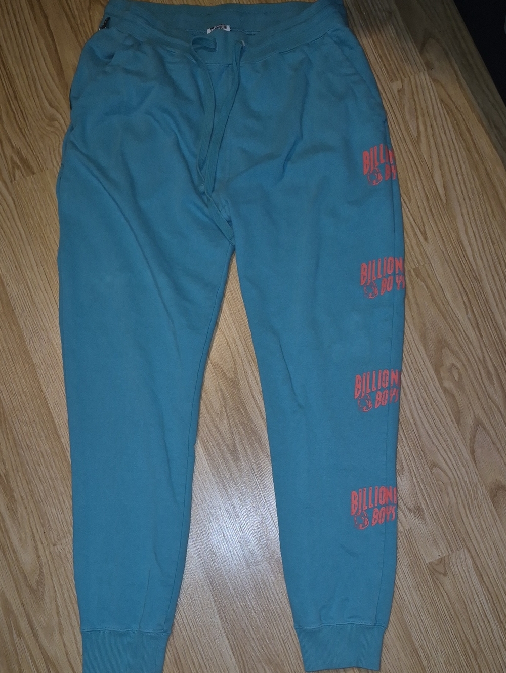 Mens Billionaire Boys Club Teal Sweatpants with Pink Logo..size XL Small Fit